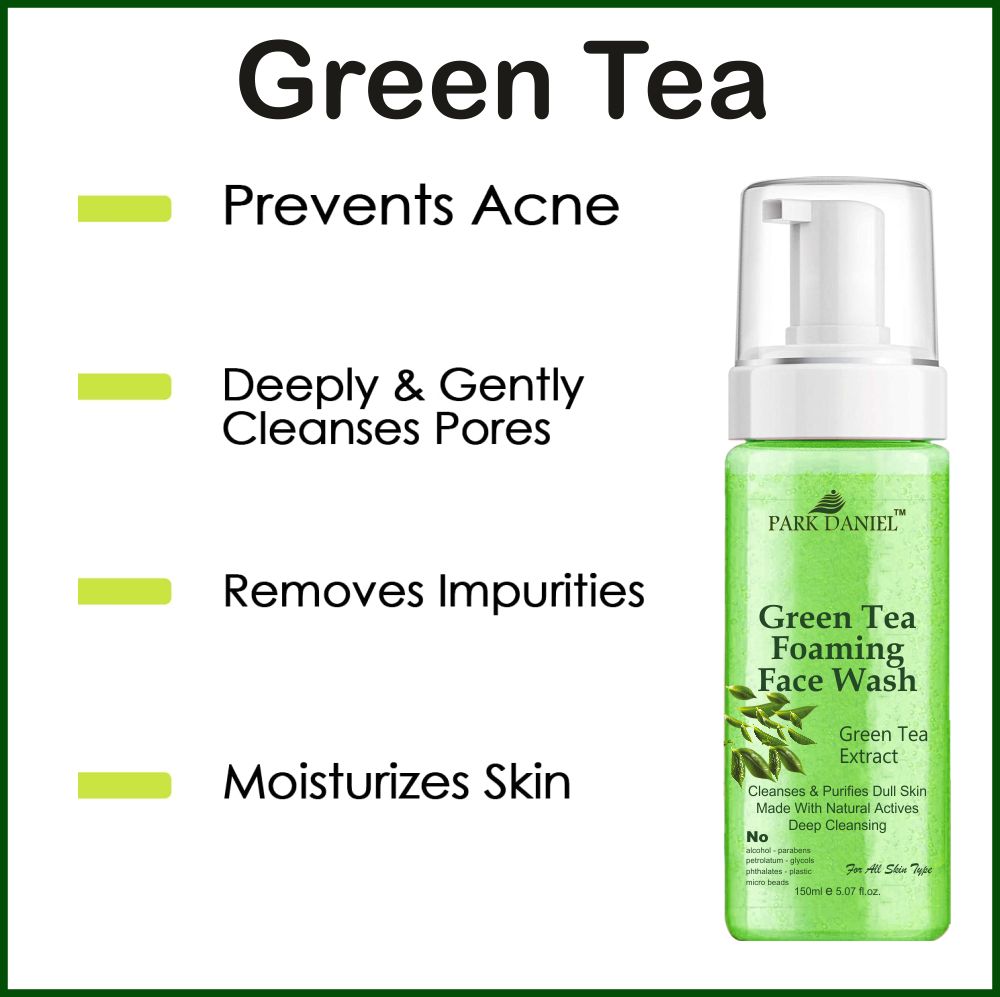 Park Daniel Natural Green Tea Foaming Face Wash For Deep Cleansing for Normal to Dry Skin 150 ML