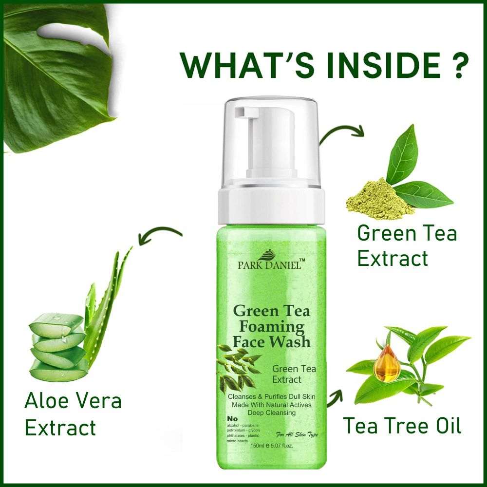 Park Daniel Natural Green Tea Foaming Face Wash For Deep Cleansing for Normal to Dry Skin 150 ML