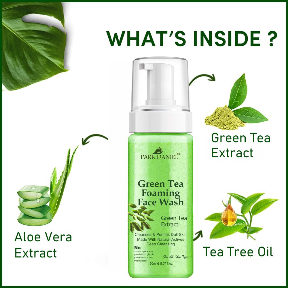 Park Daniel Natural Green Tea Foaming Face Wash For Deep Cleansing for Normal to Dry Skin 150 ML