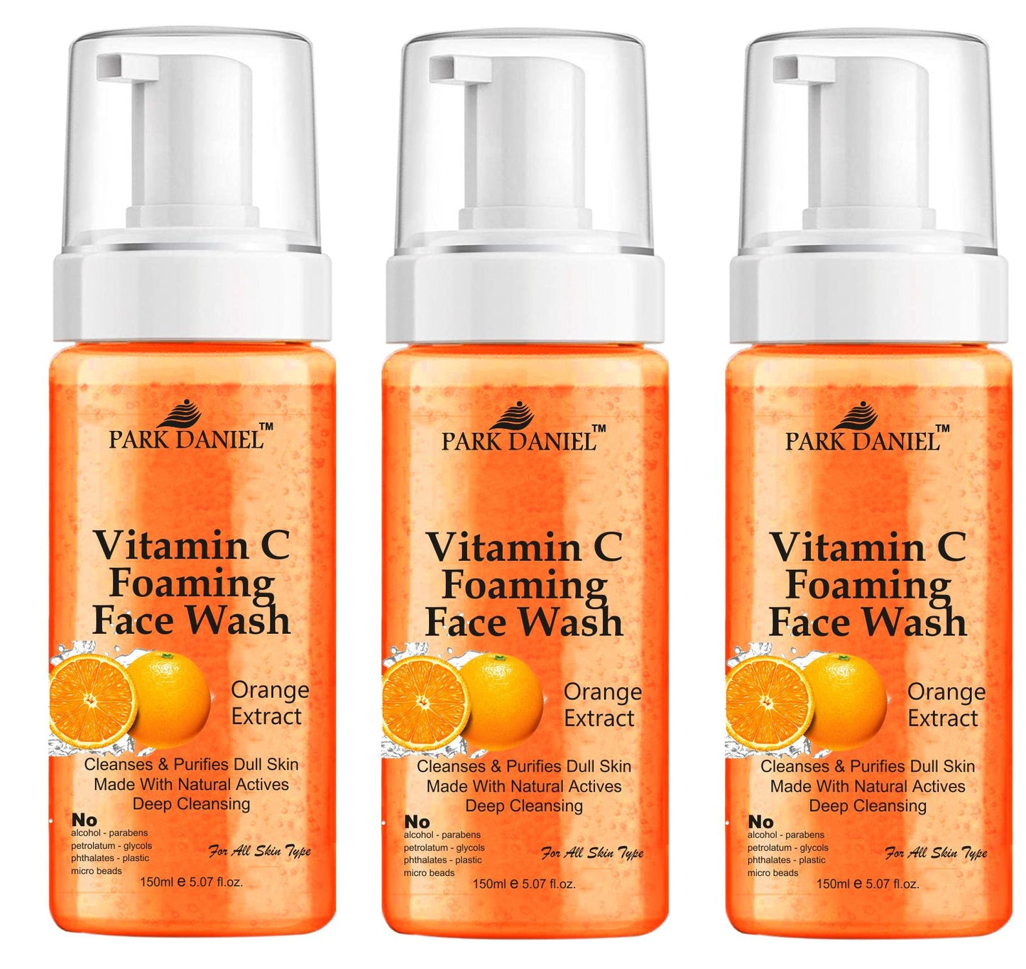 Park Daniel Vitamin C Foaming Face Wash For Deep Cleansing for Normal to Dry Skin Combo Pack of 3 of 150 ML(450 ML)