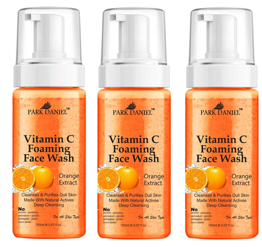 Park Daniel Vitamin C Foaming Face Wash For Deep Cleansing for Normal to Dry Skin Combo Pack of 3 of 150 ML(450 ML)