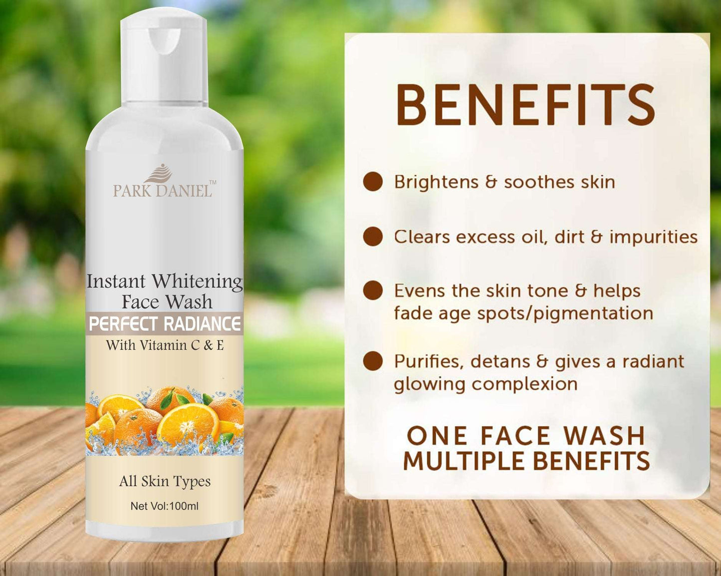 Park Daniel Instant Whitening Face Wash for Instant Face Whitening & Brightening Combo Pack of 2 Bottles of 100 ML (200 ML),