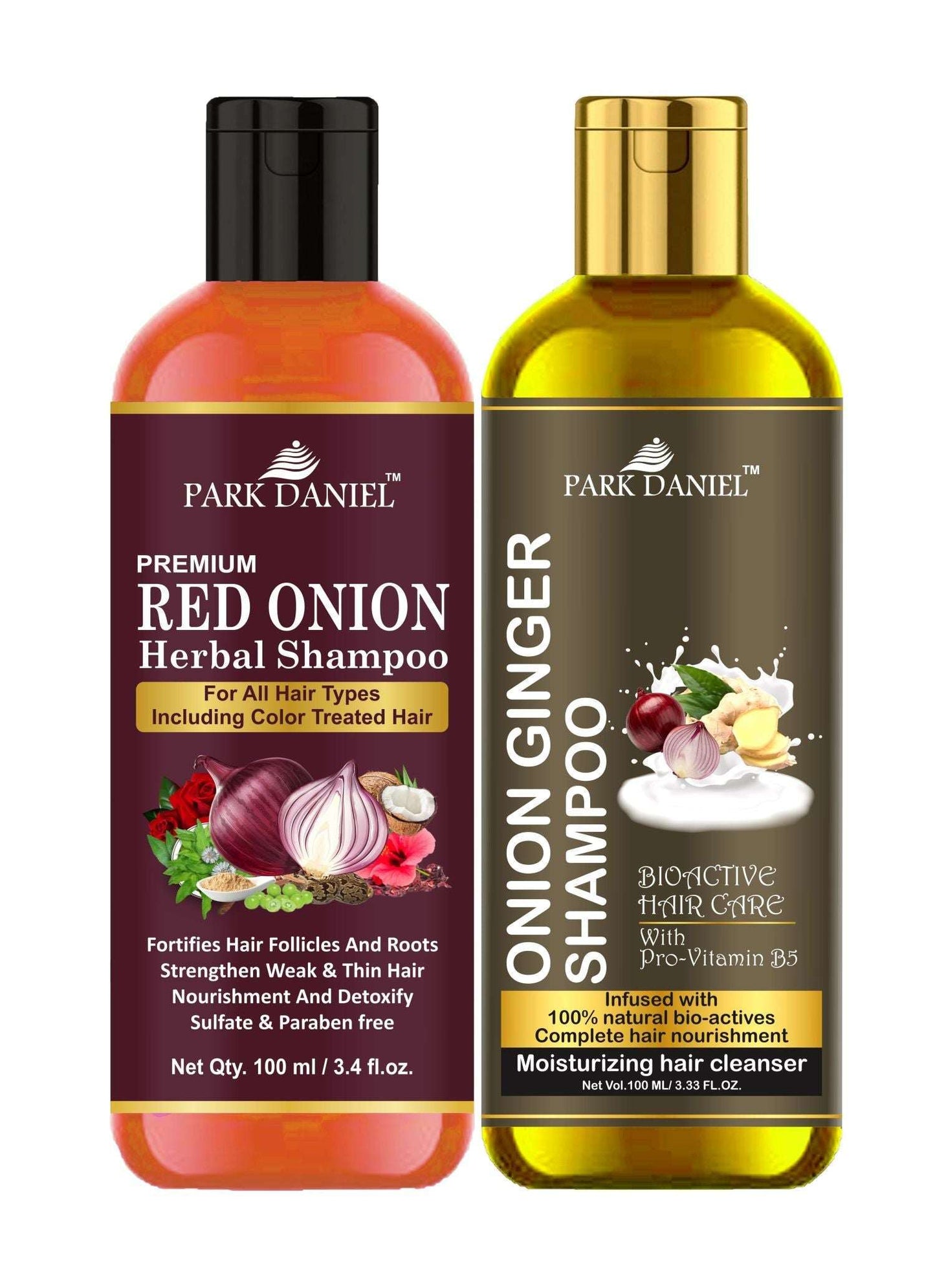 Park Daniel Red Onion Shampoo & Onion Ginger Shampoo Combo Pack Of 2 bottle of 100 ml(200 ml)