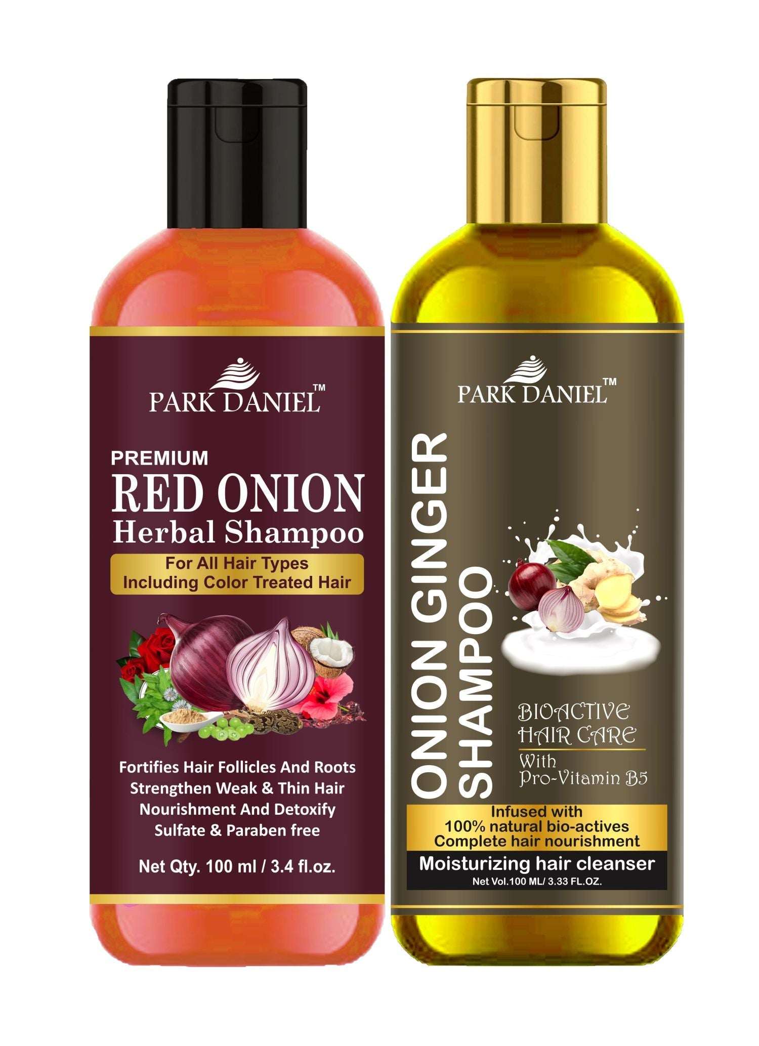 Park Daniel Red Onion Shampoo & Onion Ginger Shampoo Combo Pack Of 2 bottle of 100 ml(200 ml)