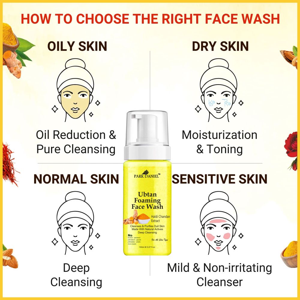 Park Daniel Ubtan Foaming Face Wash For Deep Cleansing for Normal to Dry Skin 150 ML