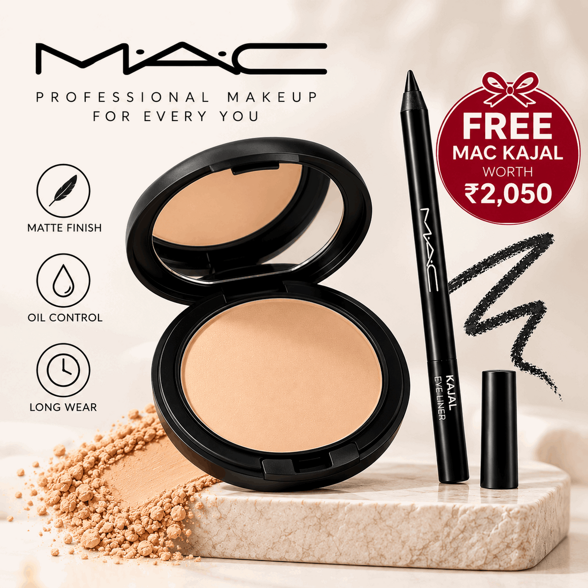MAC Studio Fix Powder Plus Foundation + FREE MAC Kajal