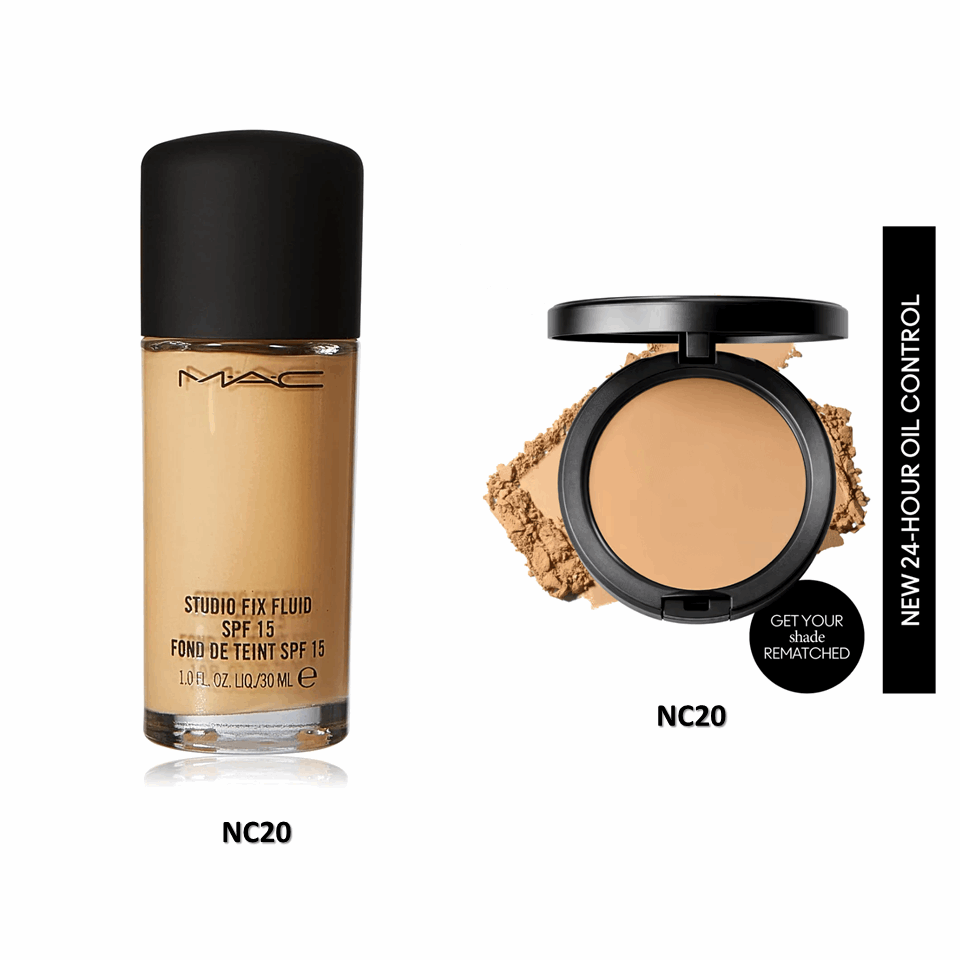 Combo Pack - MAC COSMETICS Studio Fix Fluid SPF 15 Foundation 30ml + MAC Studio Fix Powder Plus Foundation