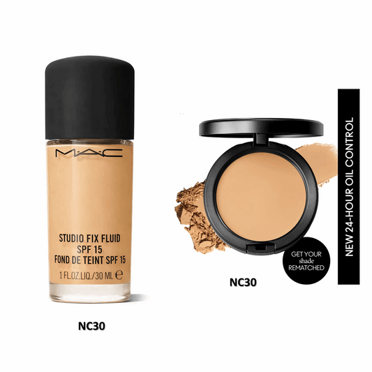 Combo Pack - MAC COSMETICS Studio Fix Fluid SPF 15 Foundation 30ml + MAC Studio Fix Powder Plus Foundation