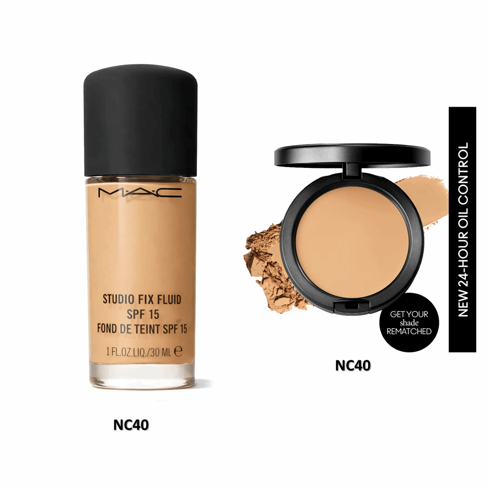 Combo Pack - MAC COSMETICS Studio Fix Fluid SPF 15 Foundation 30ml + MAC Studio Fix Powder Plus Foundation