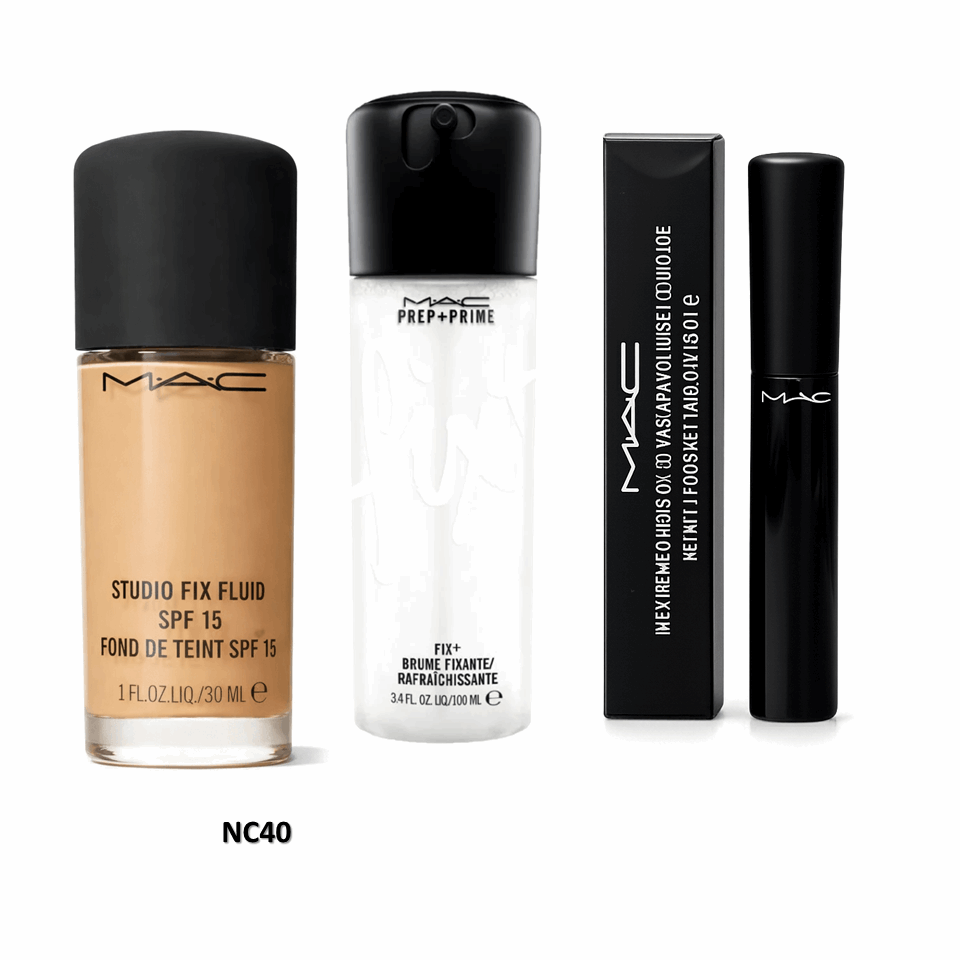 Combo MAC Studio Fix Foundation + Fix+ Prep & Prime + MAC Mascara