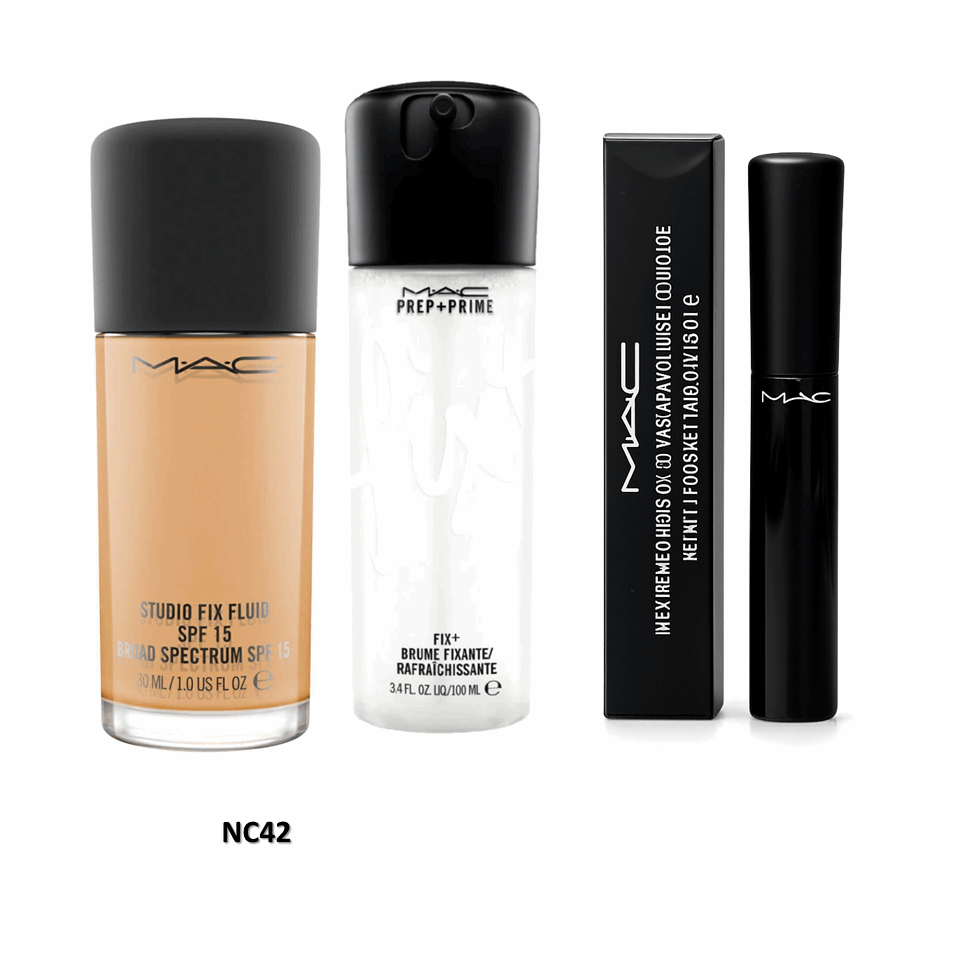 Combo MAC Studio Fix Foundation + Fix+ Prep & Prime + MAC Mascara