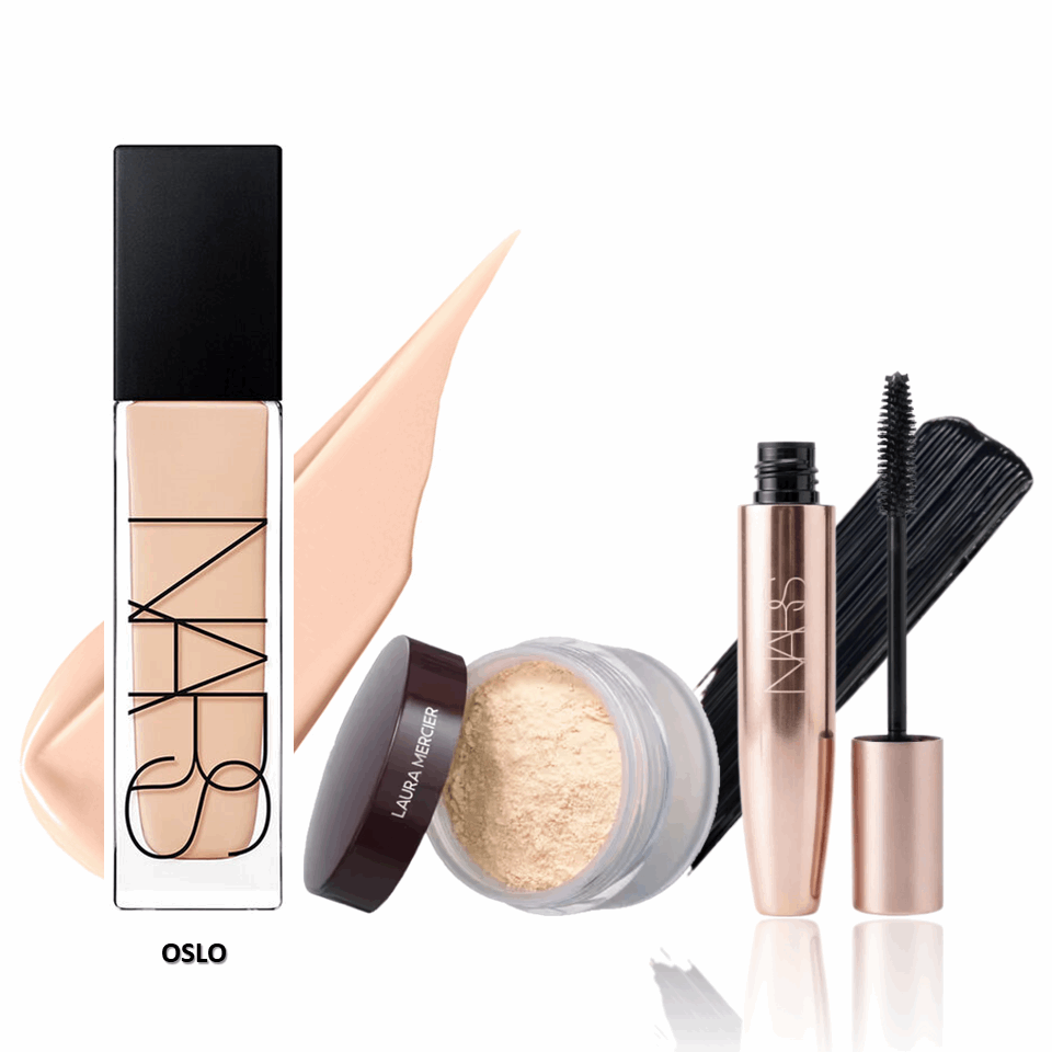 NARS Foundation + Laura Mercier Loose Setting Powder + NARS Instant Volume Mascara Combo | Complete Glam Makeup Kit