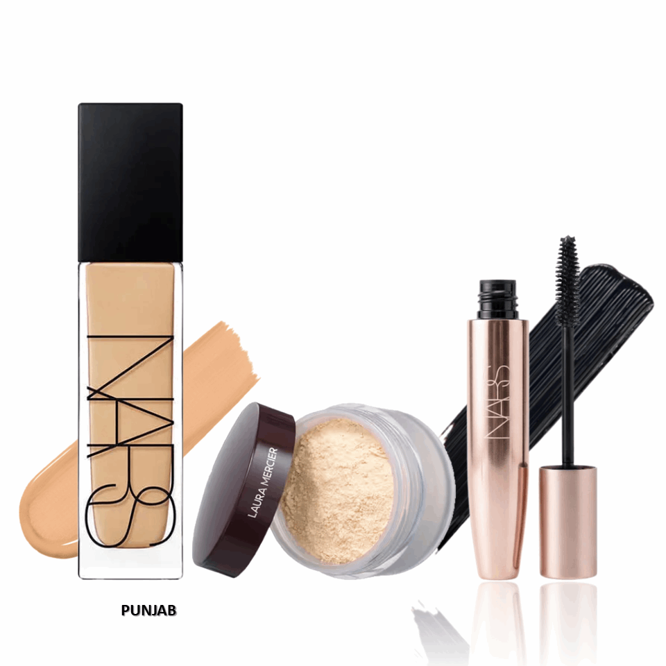 NARS Foundation + Laura Mercier Loose Setting Powder + NARS Instant Volume Mascara Combo | Complete Glam Makeup Kit