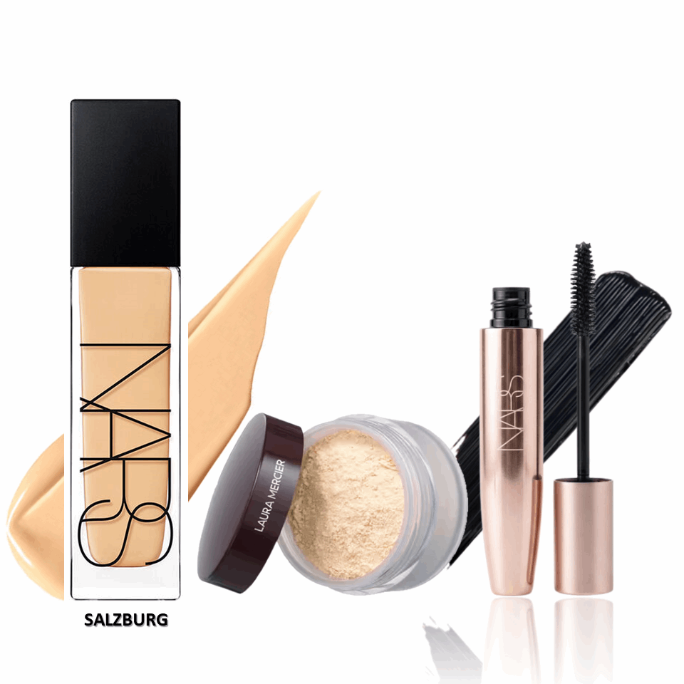 NARS Foundation + Laura Mercier Loose Setting Powder + NARS Instant Volume Mascara Combo | Complete Glam Makeup Kit