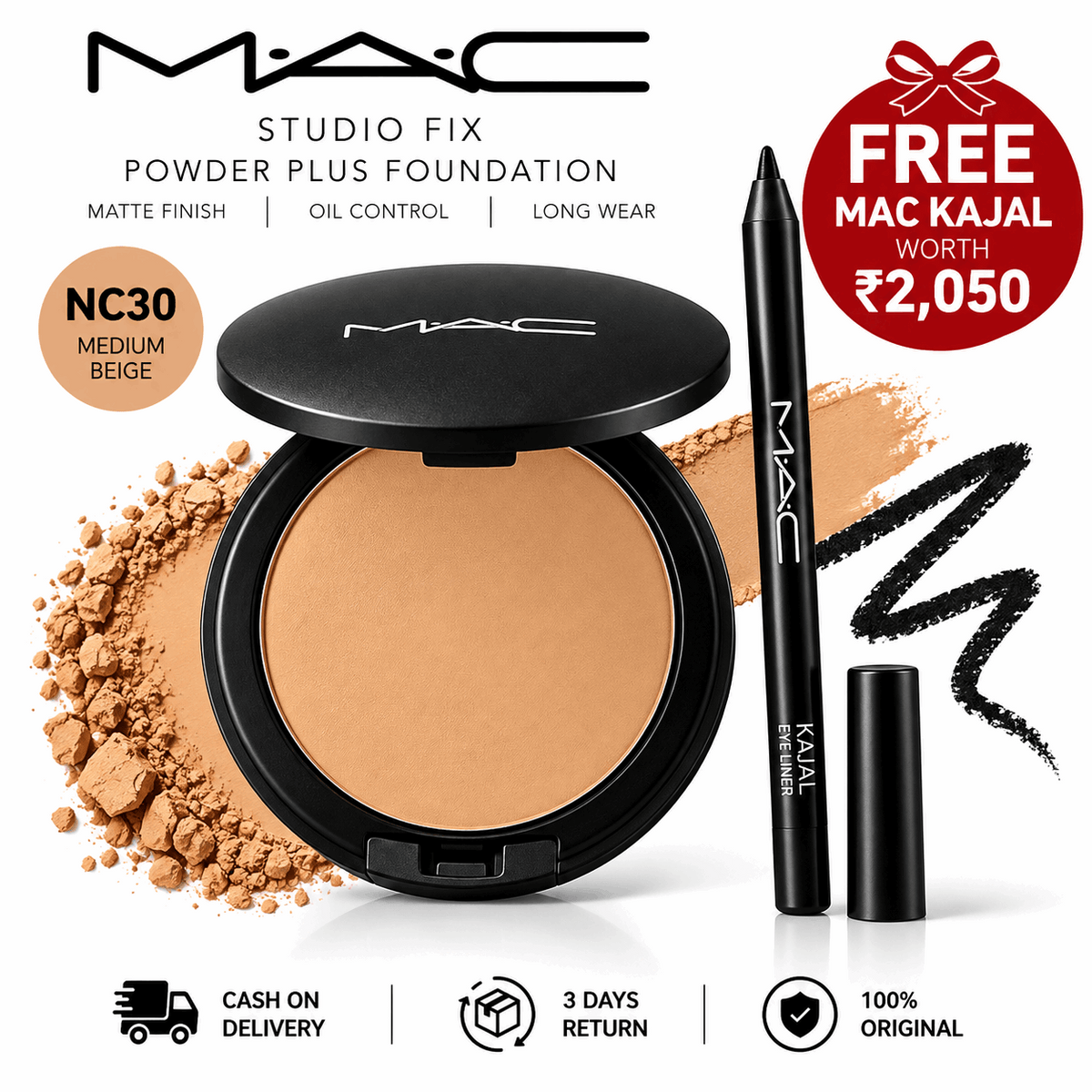 MAC Studio Fix Powder Plus Foundation + FREE MAC Kajal