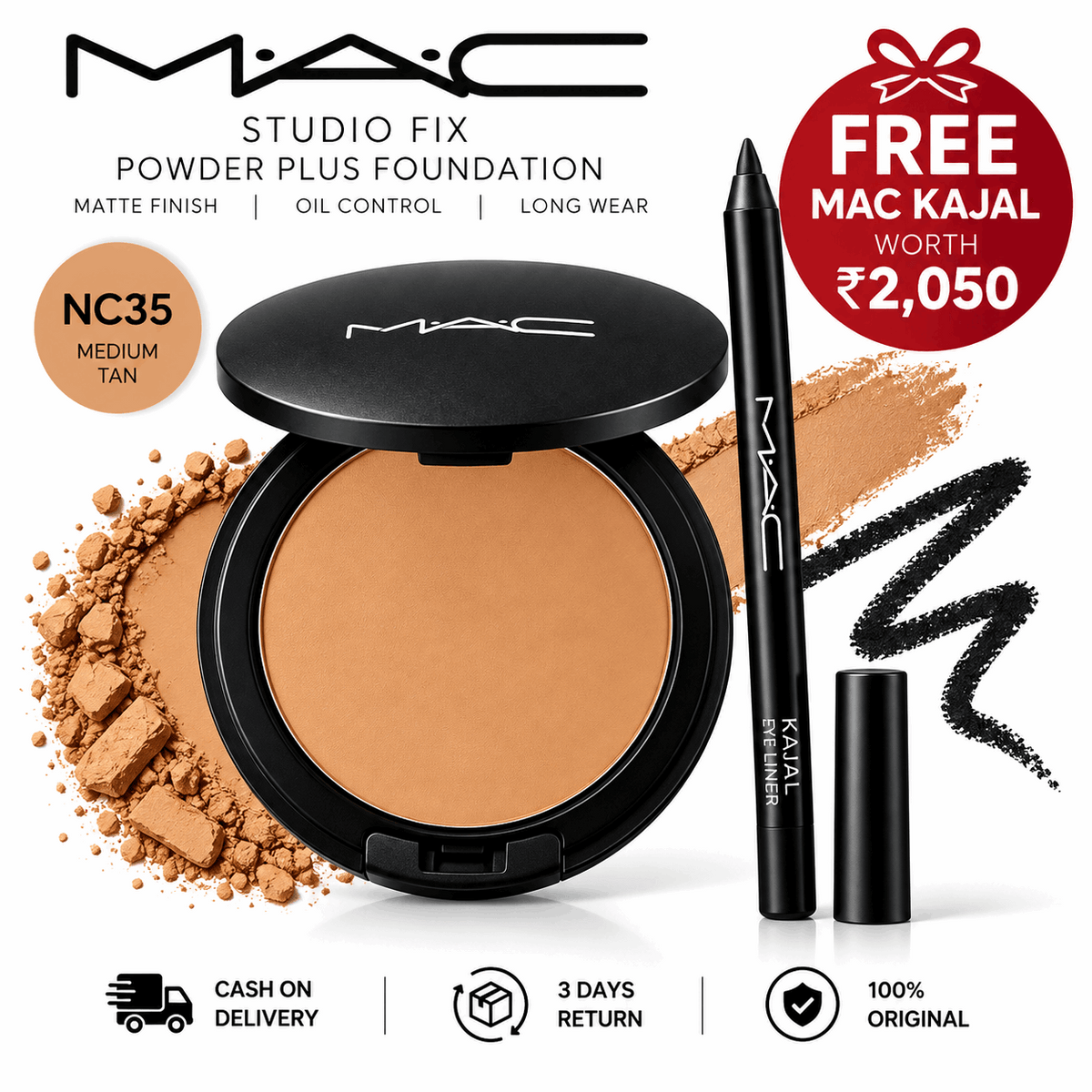 MAC Studio Fix Powder Plus Foundation + FREE MAC Kajal