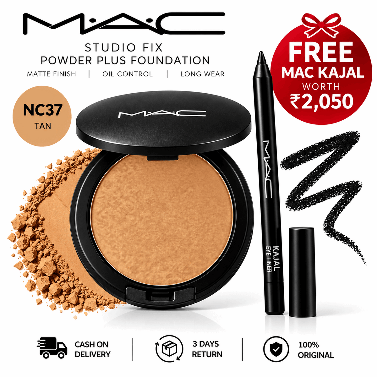 MAC Studio Fix Powder Plus Foundation + FREE MAC Kajal
