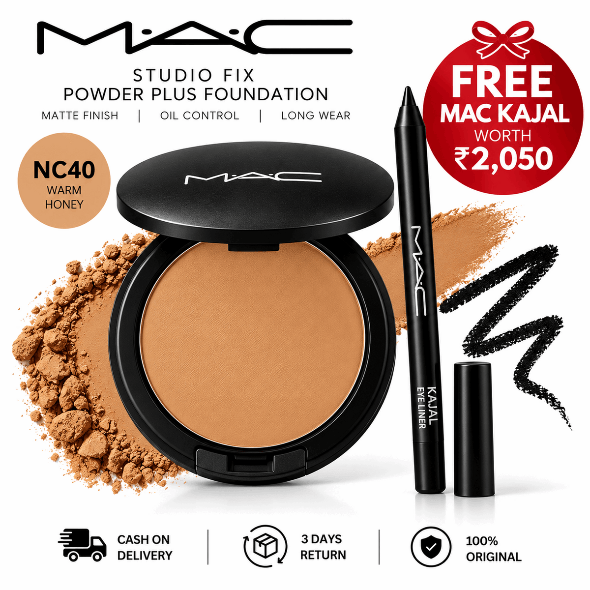 MAC Studio Fix Powder Plus Foundation + FREE MAC Kajal