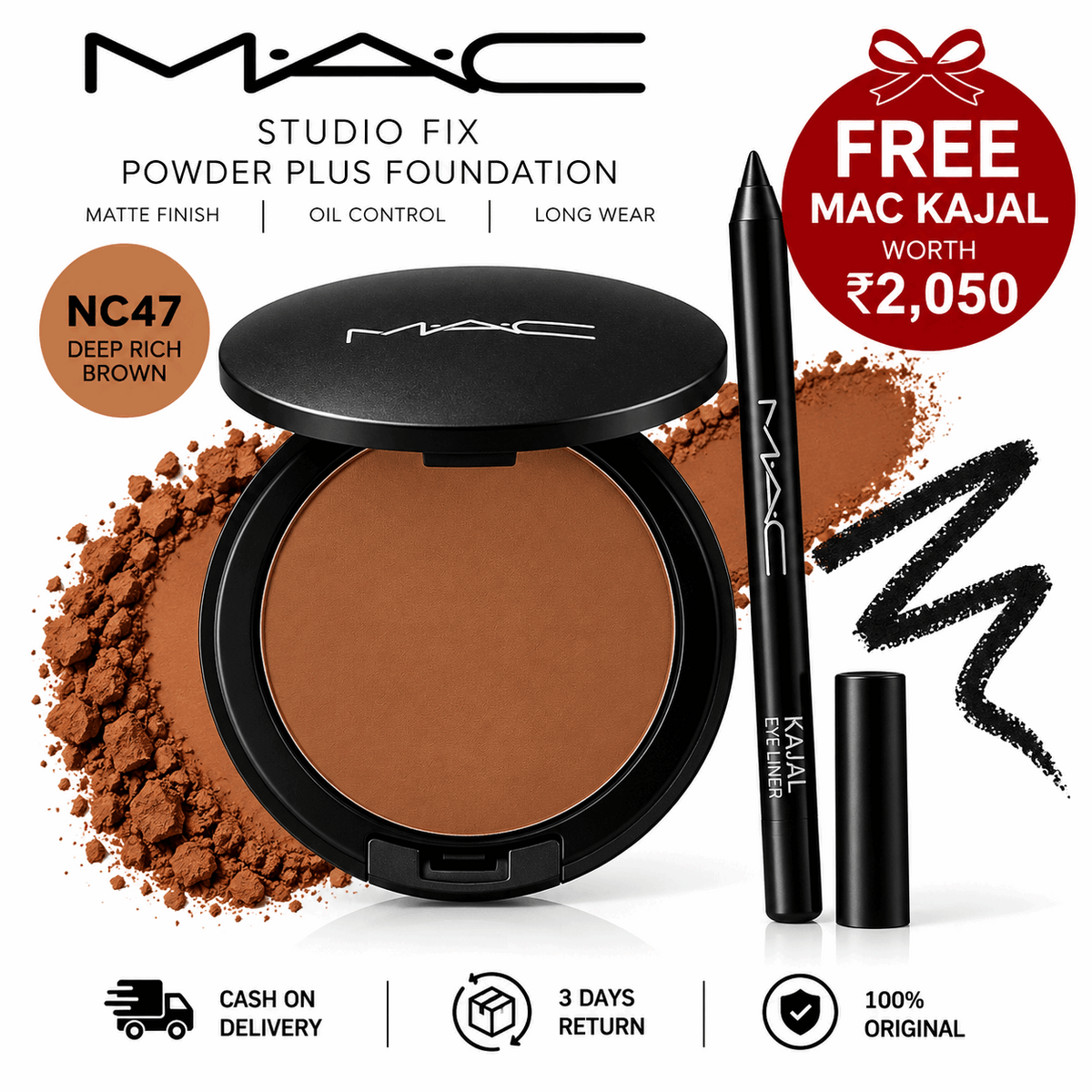 MAC Studio Fix Powder Plus Foundation + FREE MAC Kajal